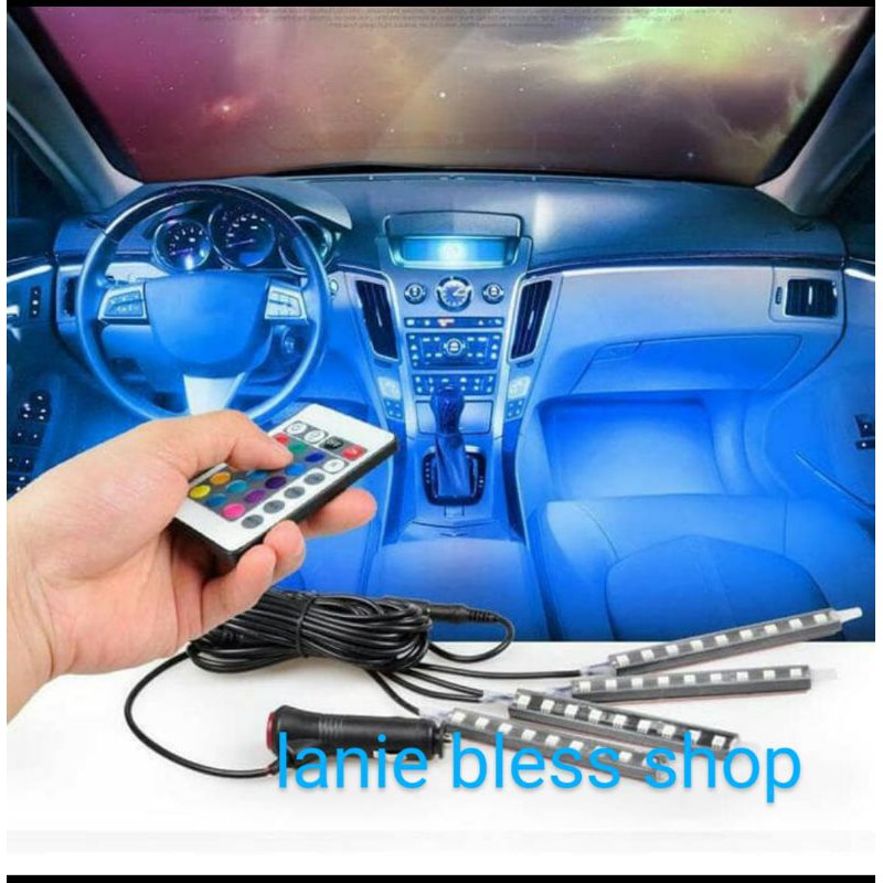 lampu LED variasi motor mobil RGB remote kontrol.dashboard interior