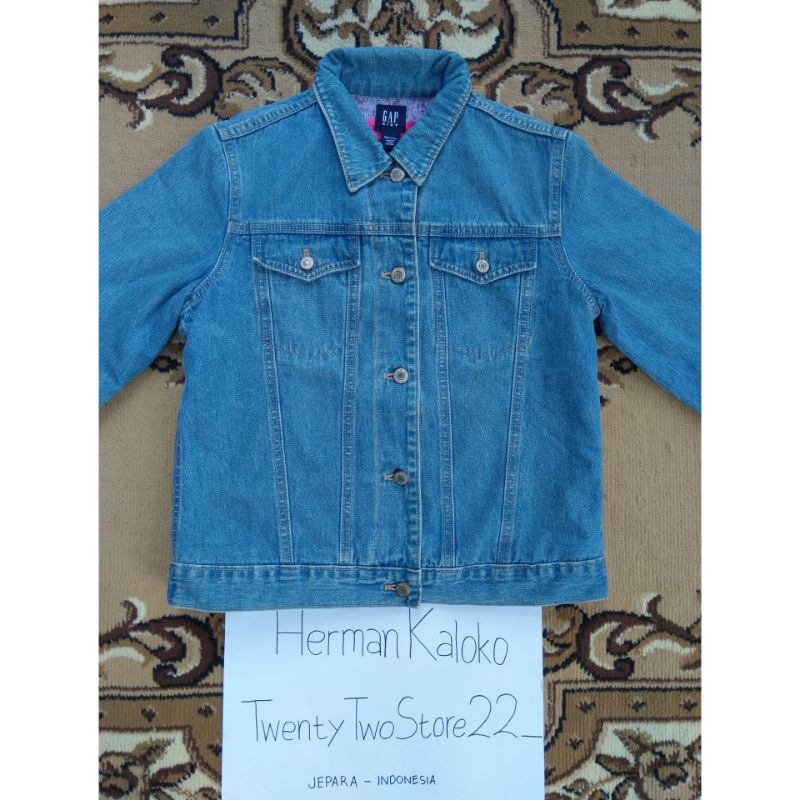 Gap Denim Jaket Jeans Blue Washed Dengan Inner Navajo 100 Original Secondhand Preloved Bekas Shopee Indonesia