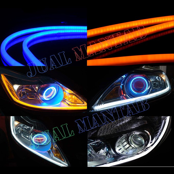 Lampu Alis Motor Dan Mobil Strobo LED l Variasi Aksesoris LED DRL Flexible 30Cm Dan 60Cm Grade A Lampu 12Volt Arus DC Murah Lampu Alis Fleksibel WaterProof Universal Murah