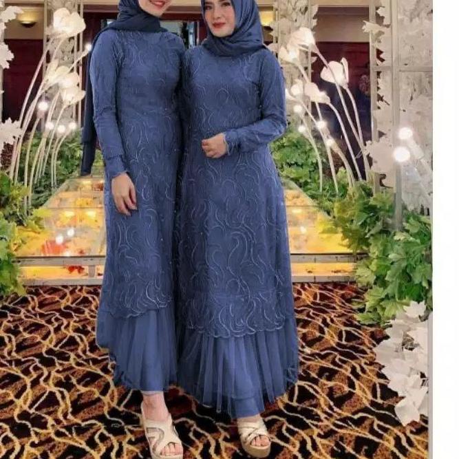 ☞ MAXI GERALDINE MAXI GERALDINE BRUKAT TILE RUBY MUTIARA maxi geraldine gamis pesta ❂
