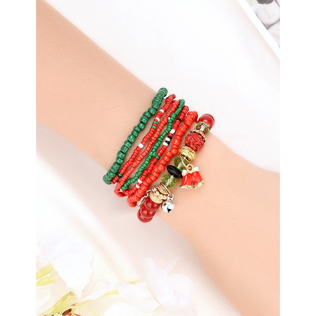 LRC Gelang Tangan Fashion Color Christmas Multi-layer Bracelet D18682