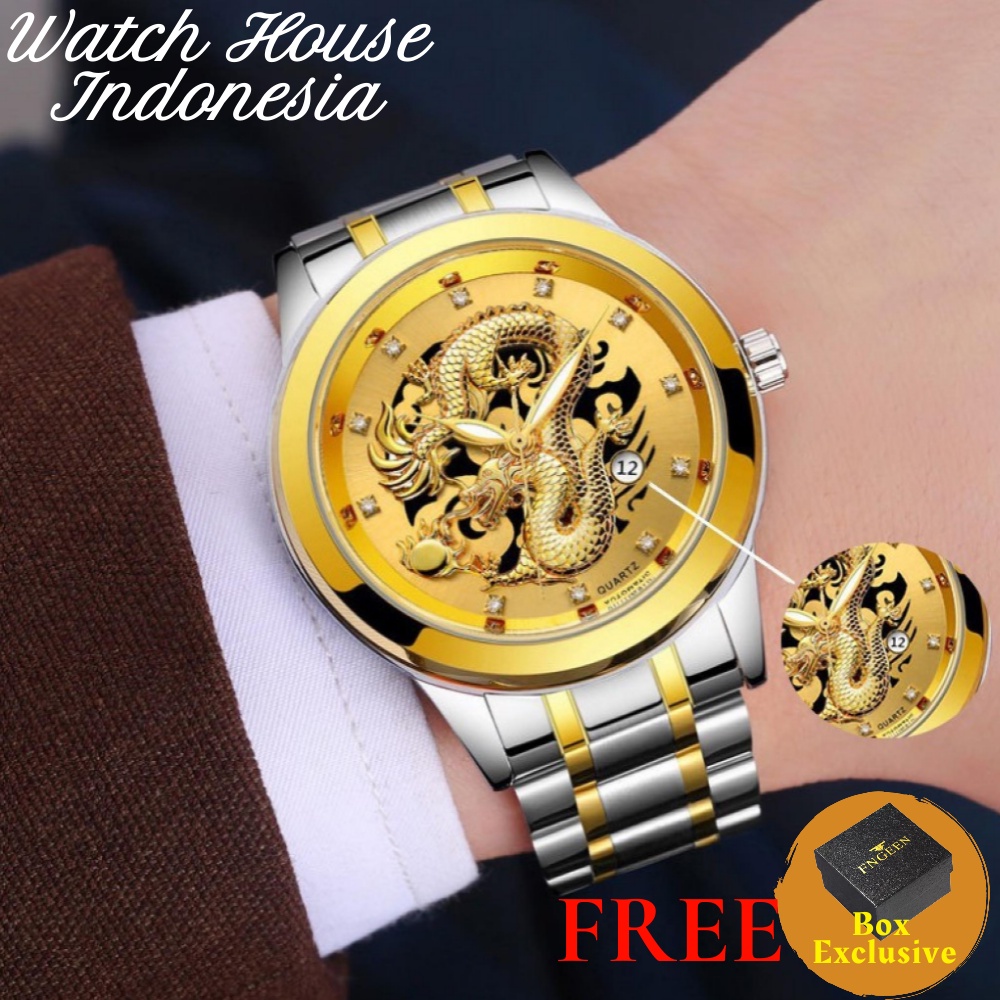 (COD) Jam Tangan Pria Bosck Quartz JT8A Motif Naga Anti Air