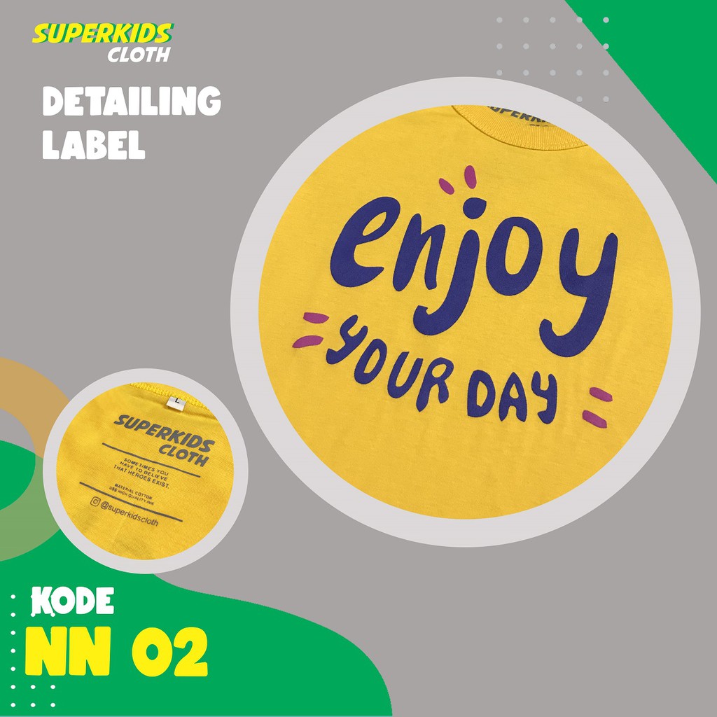 BAJU ANAK PEREMPUAN / KAOS ANAK PEREMPUAN / PAKAIAN ANAK CEWEK KAOS ANAK CEWEK LENGAN PANJANG STRIP ENJOY YOUR DAY (NEW NORMAL EDITION) SUPERKIDSCLOTH 1 - 11 TAHUN