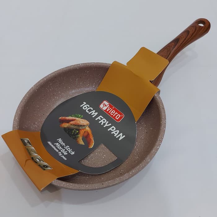 Wajan Fry Pan Teflon Anti Lengket VIERA Marble Aluminium 16CM