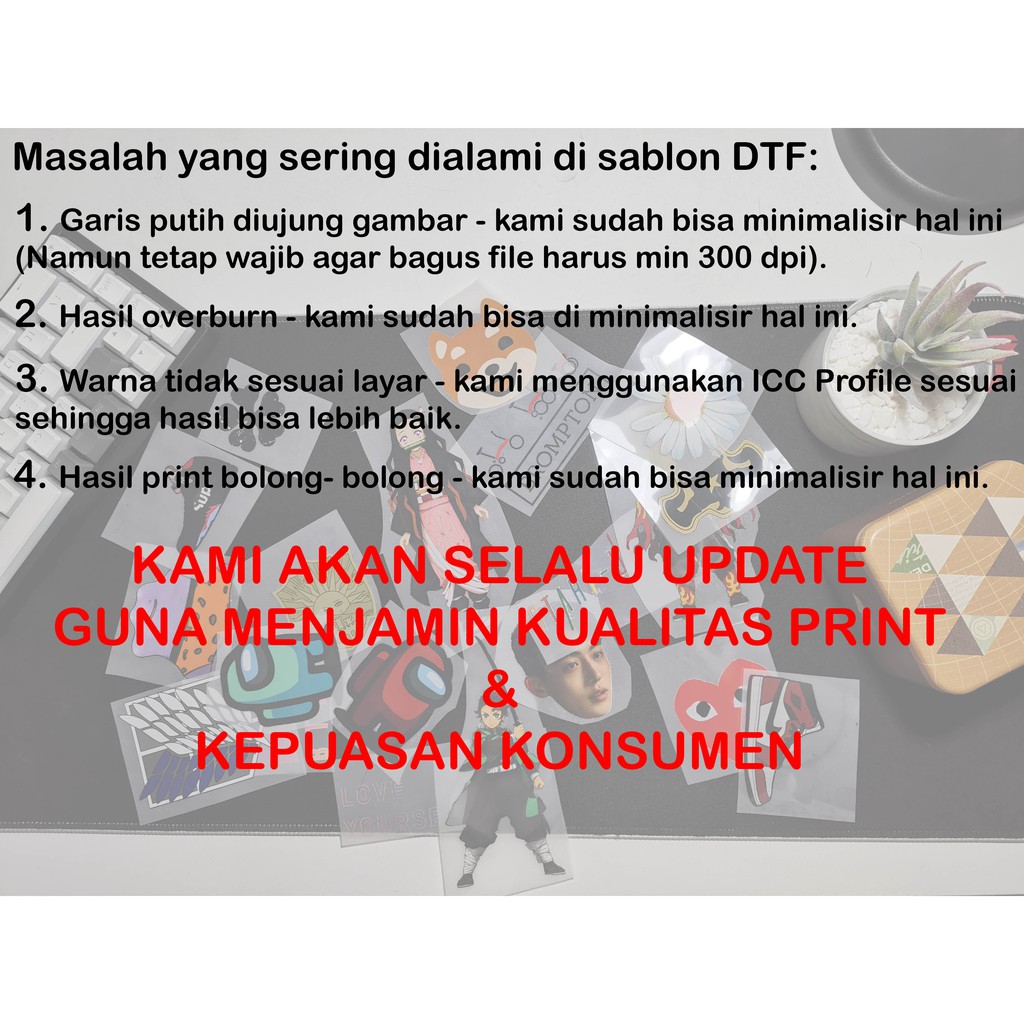 Jasa Cetak DTF A5, A4, A3, A3+, Meteran/ Cetak Satuan/ Cetak Meteran/ Print DTF