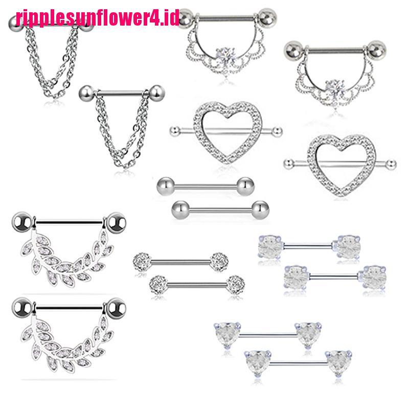 16pcs / set Anting Tindik Puting Bahan Stainless Steel Dengan Kristal