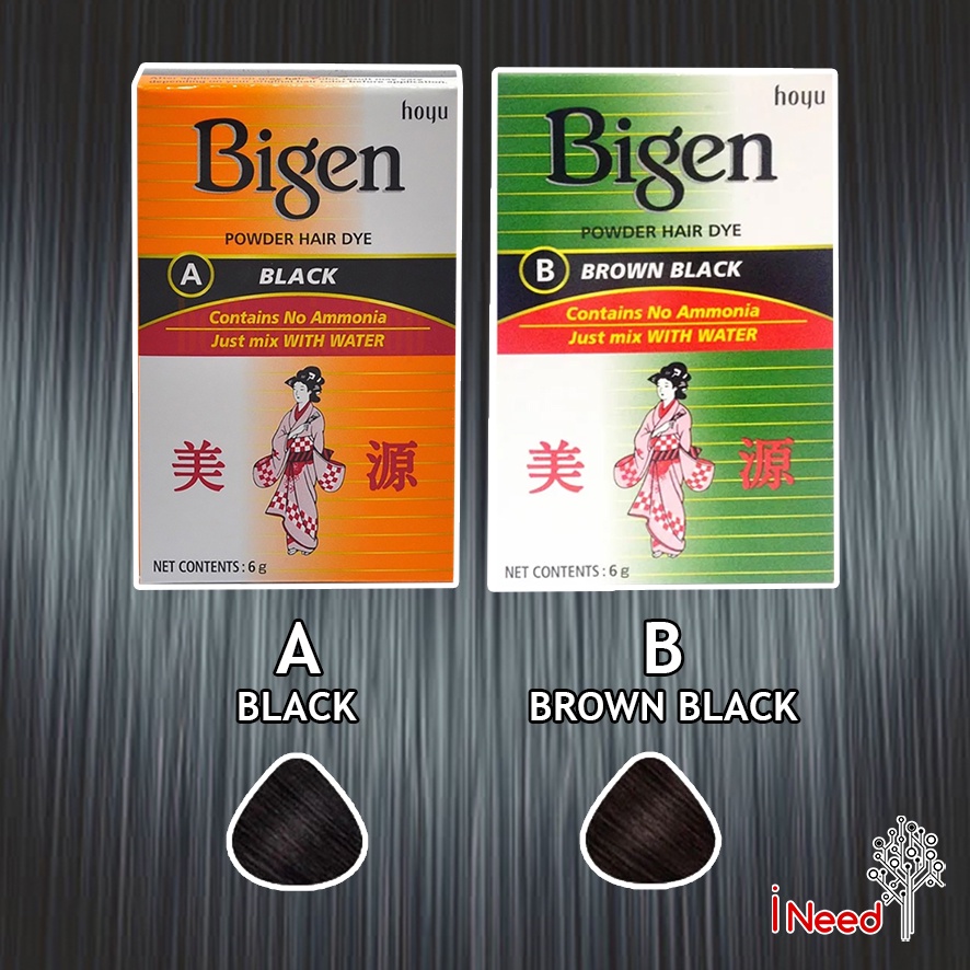 (INEED) Bigen Powder Hair Dye cat rambut BLACK BROWN - 6gr Hitam coklat