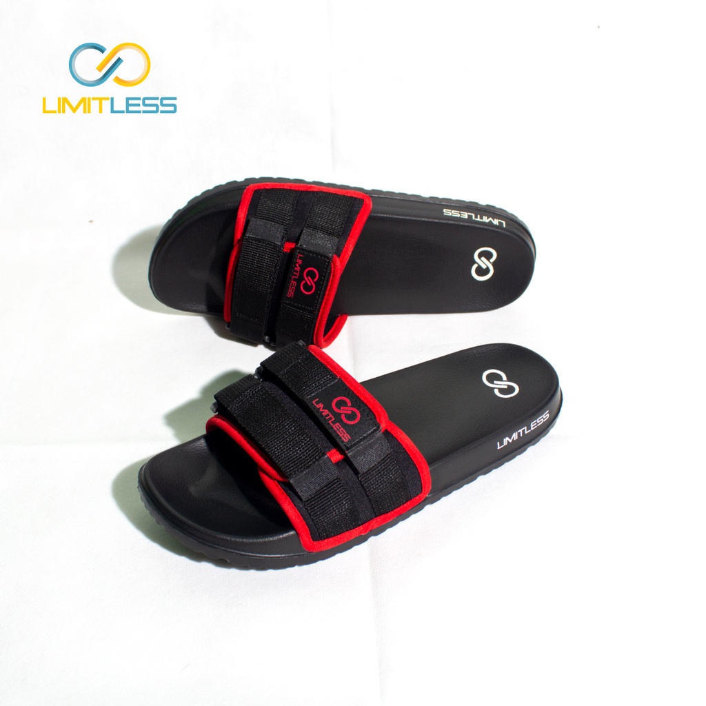 Sandal Pria Distro Limitless Sendal Cowok Dewasa Slide Sandal Selop Pria Distro Slip On Hitam