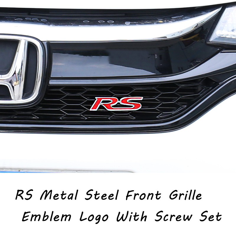 1pc Stiker Emblem Logo RS Bahan Metal Steel Dengan Sekrup Untuk Honda FIT JAZZ GK5