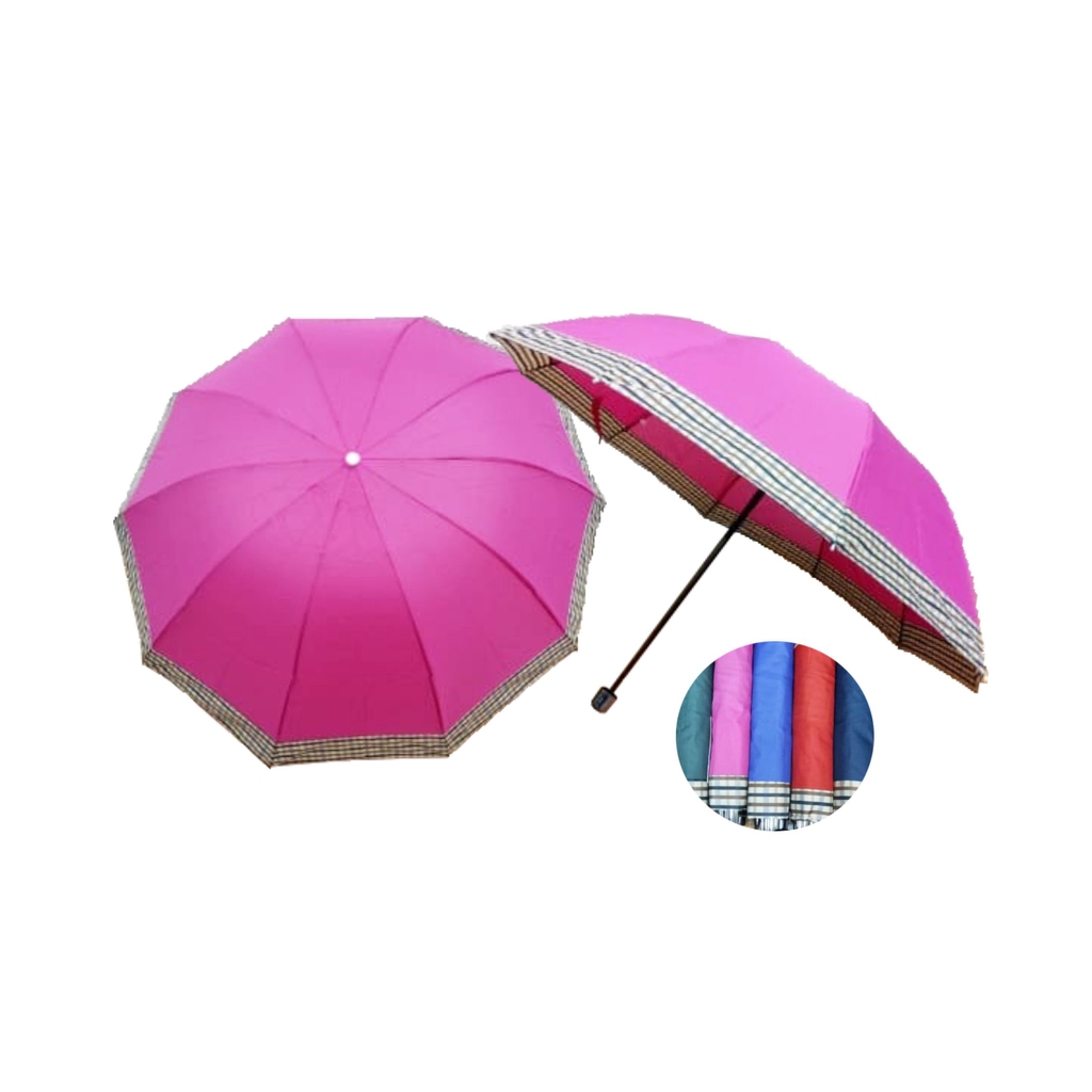 Payung Lipat 4 Jumbo Golf 10Jari List Kotak - kotak merk Osaka - 306