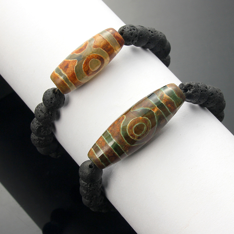 [Women &amp; Men Natural Lava Volcanic Stone Agate Beads Bracelet] [Stress Relief Healing Chakra Yoga Lucky Bracelet] [Jewellery Accessories Gifts]