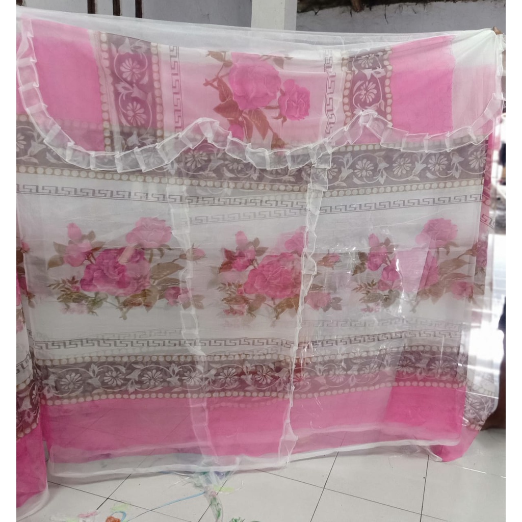 Kelambu Tidur Kotak Anti  Nyamuk Motif Bunga Anugrah Ukuran 180x200x180 Terlaris