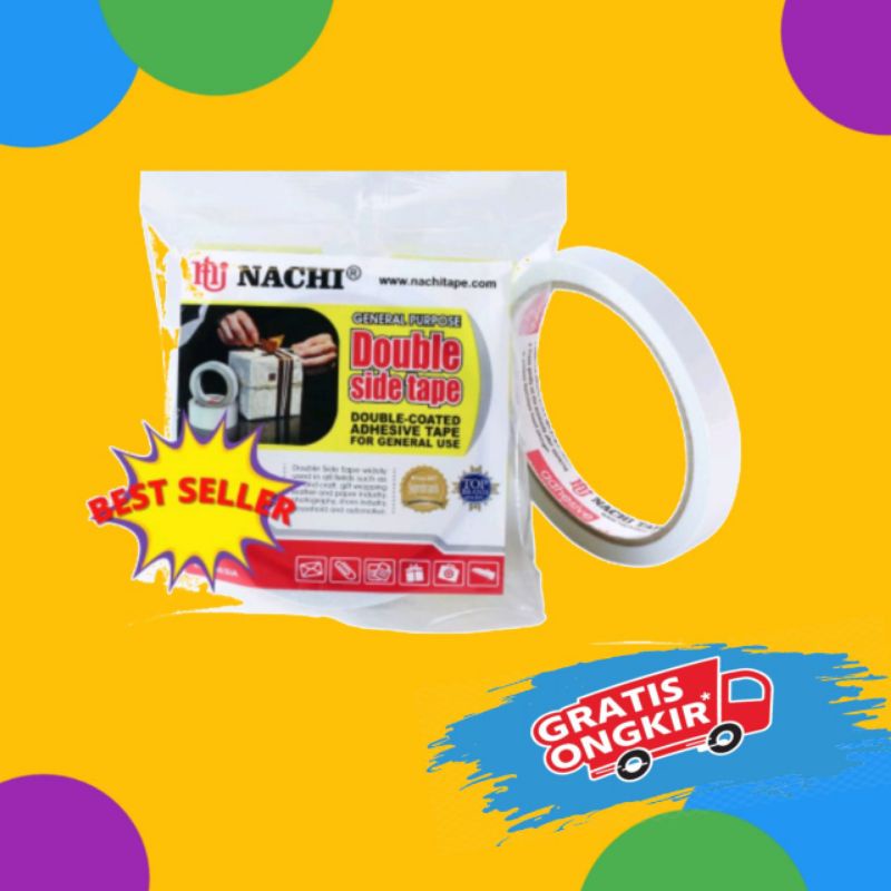 

NACHI DOUBLE TAPE 12 MM SOLASI / ISOLATIF / LAKBAN / MURAH
