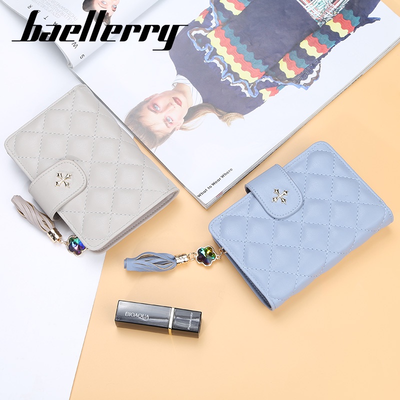 BAELLERRY N1815 Dompet Wanita Dompet Pendek Lipat Dompet Kartu Wanita Bahan Kulit PU Leather Premium WATCHKITE WKOS