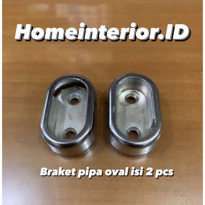 Braket Pipa Oval Tutup isi 2 - Bracket gantungan pipa