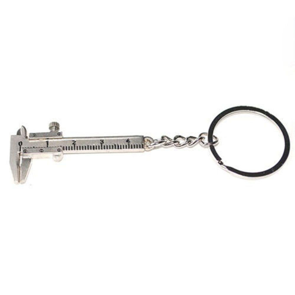 Lanfy Vernier Caliper Key Chain Fashion Klasik Perak Hadiah Ulang Tahun 3D Liontin Bergerak Perhiasan Key Holder