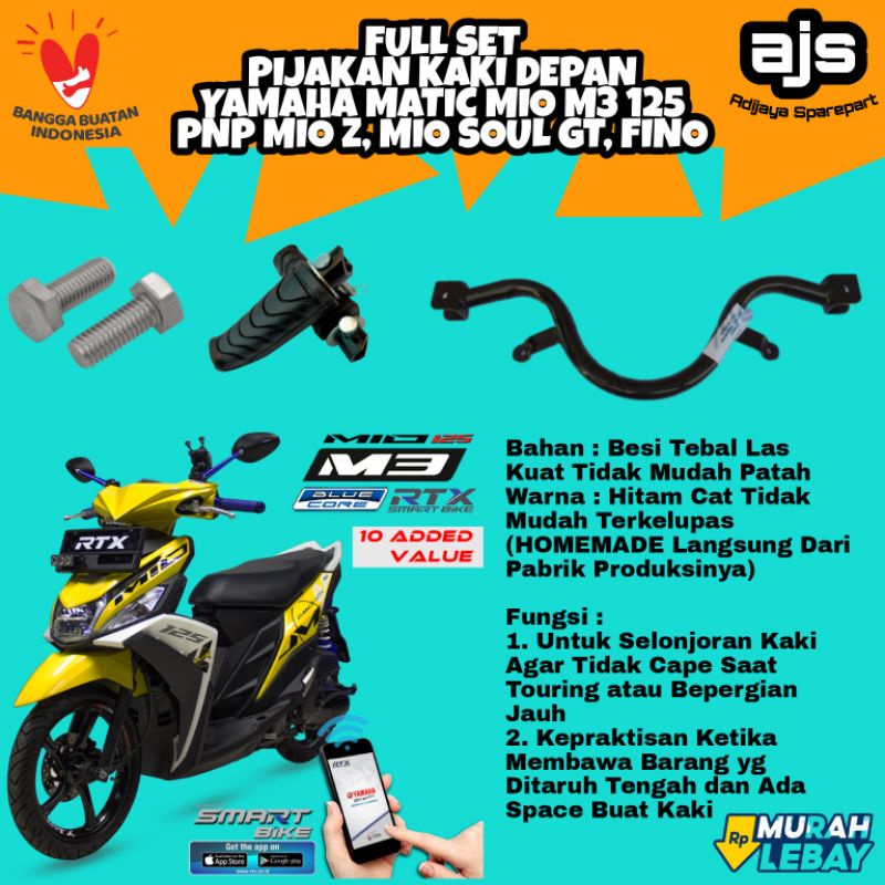 Bastep Barstep Step Pijakan Kaki Depan Tengah Variasi Motor Matic Matik Yamaha Mio M3 125 Z Soul GT 