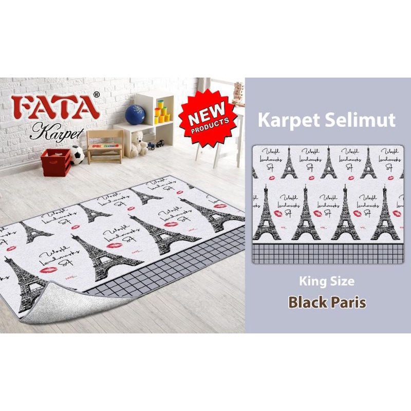 KARMUT FATA ( KARPET SELIMUT ) MOTIF BLACK PARIS UK.190X190