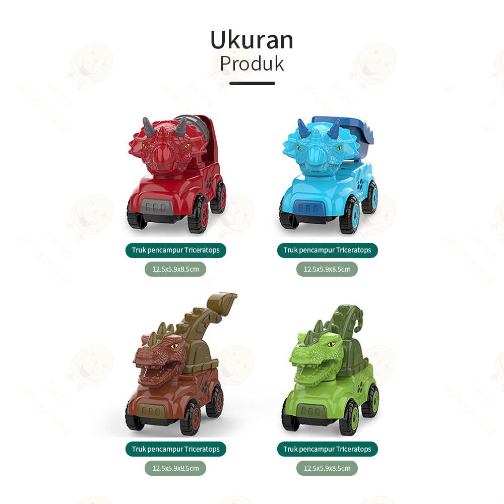 Lacoo Mainan mobil mobilan dinosaurus Jurassic construction vehicle inersia