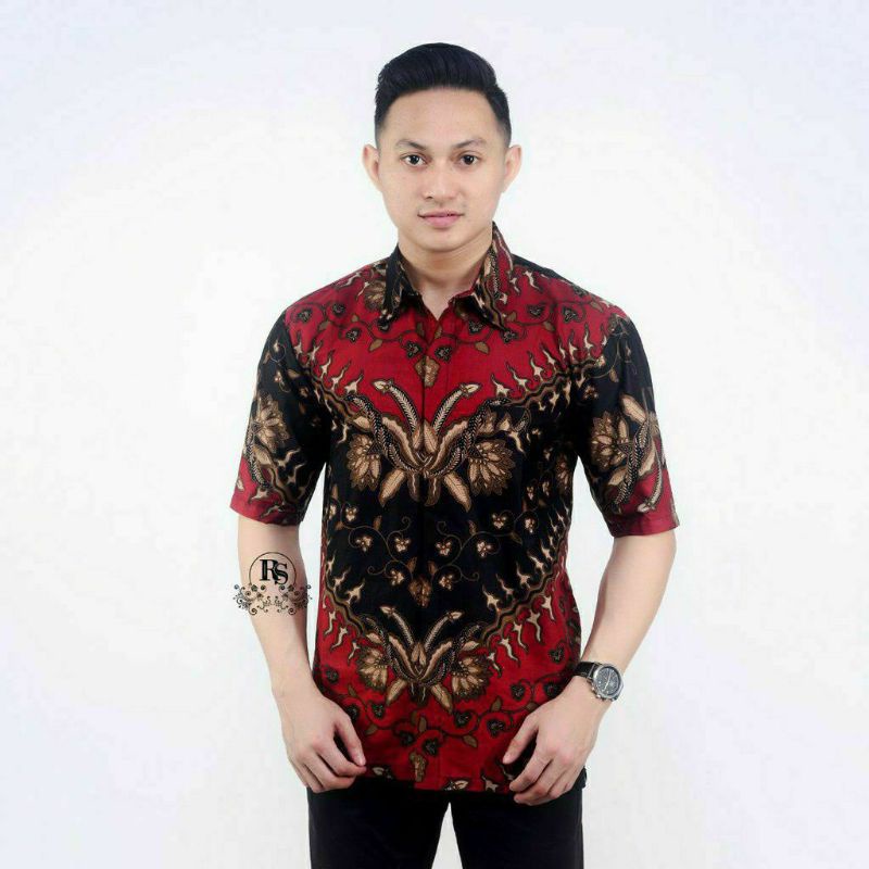 Kemeja Batik Pria Lengan Pendek Motif Sogan Kawung Coklat Harga Grosir