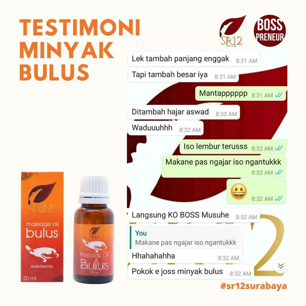 Massage Oil Bulus SR12 / Minyak Bulus SR12 / Minyak Bulus Original 100%