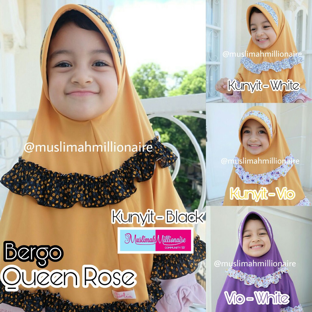 COD BERGO QUEEN ROSE | Kerudung Instan Anak Pet Antem Jersey Terbaru
