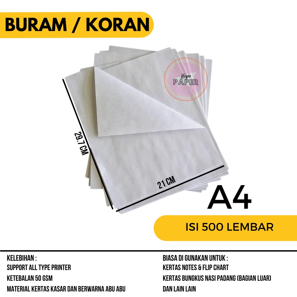

Kertas Buram A4 1 Rim isi 500 lembar / Kertas Buram A4