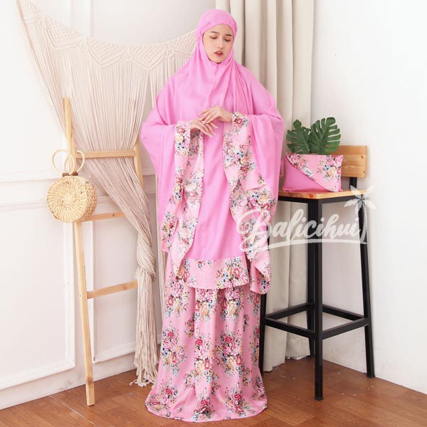 Balicihui Mukena Nadia Pink 1 Mukena Bali Jumbo Mukena Bali Dewasa Mukena Dewasa Jumbo by Balicihui