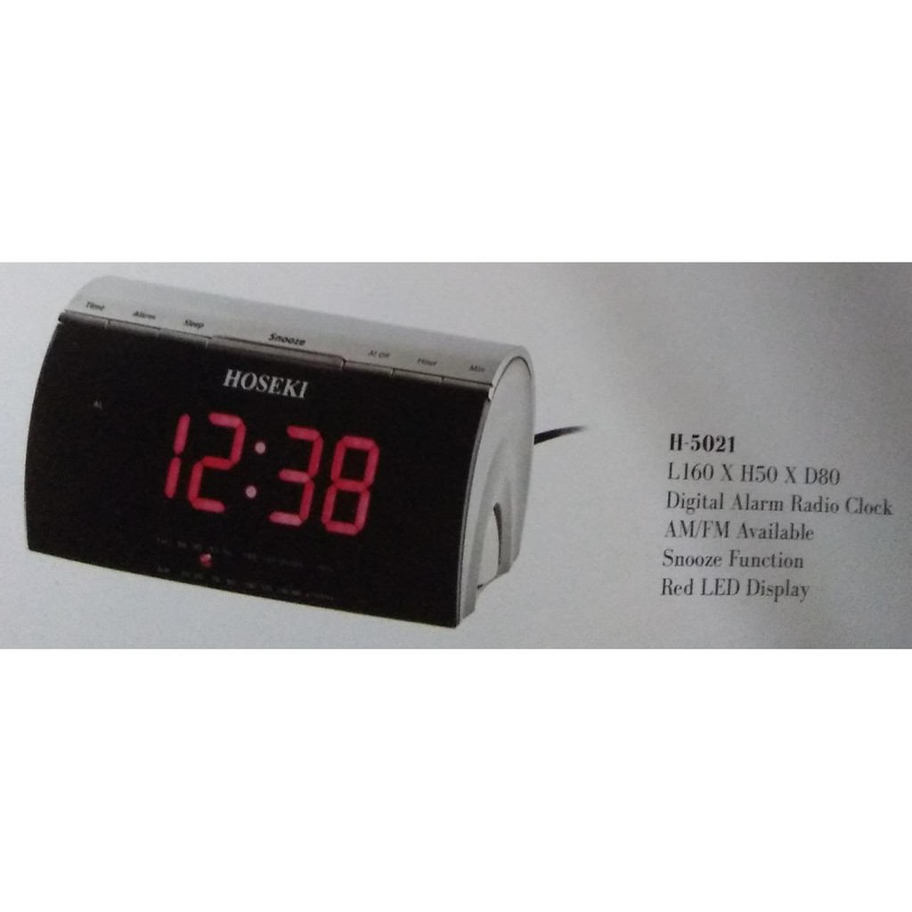 HOSEKI H-5021 Digital Alarm Radio Clock tanpa batere