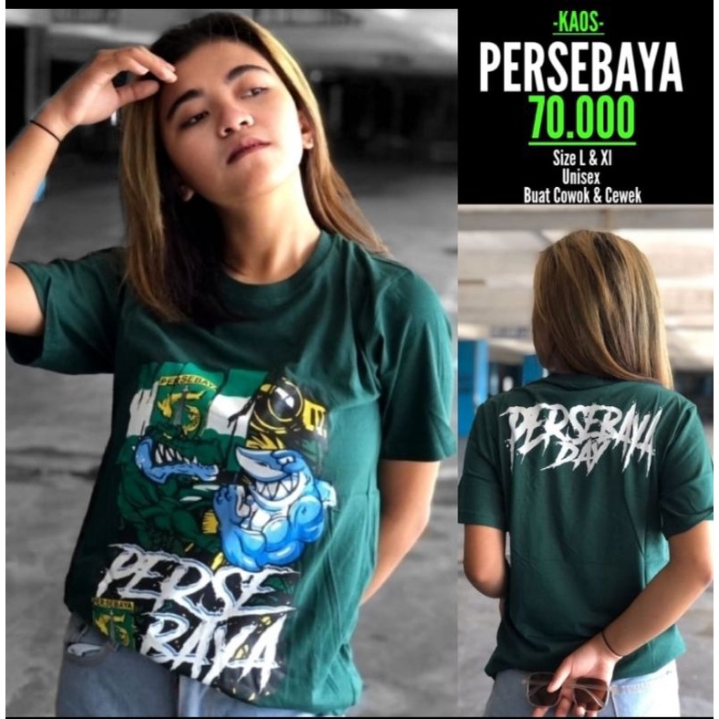 (PERSEBAYA) KAOS PERSEBAYA HIU BUAYA CEWEK COWOK PREMIUM