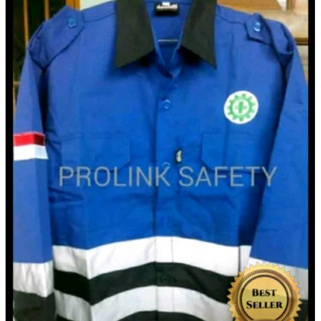 SERAGAM BAJU SAFETY DONGKER KOMBINASI BIRU DOBLE SCOTLIGHT