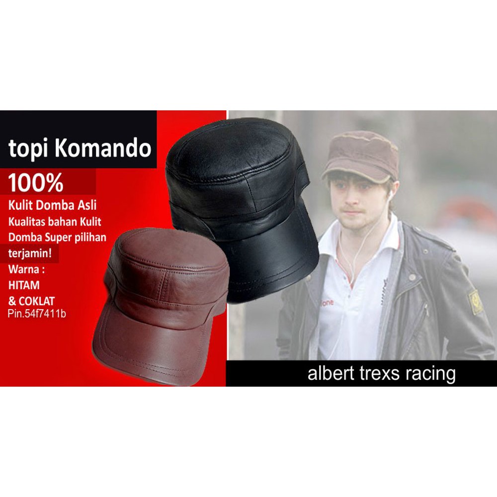 topi kulit asli / topi komando /asli kulit garut