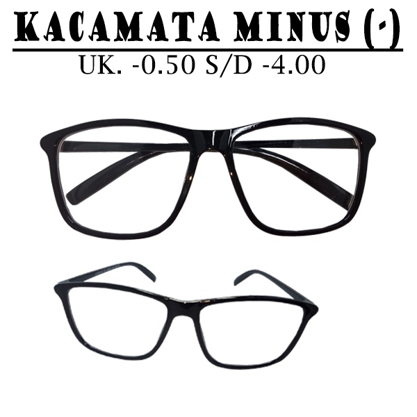 Kacamata Lensa Minus(-) Frame Oversize Hitam Rabun Jauh -0.50 s/d -4.00 UNISEX