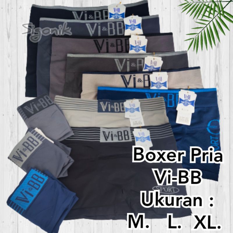 Boxer Celana Dalam Vi&amp;BB Pria Dewasa Cowok Remaja Vi-BB M L XL Murah Rajut Seamless Premium Best Micro Fibre Bakteria Halus Lembut Adem Sigonik