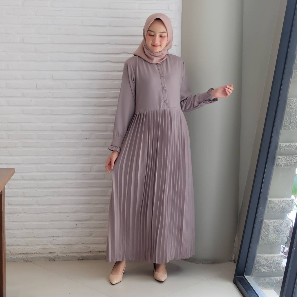 Gamis Emilia abu silver   / terbaru  / promo / termurah