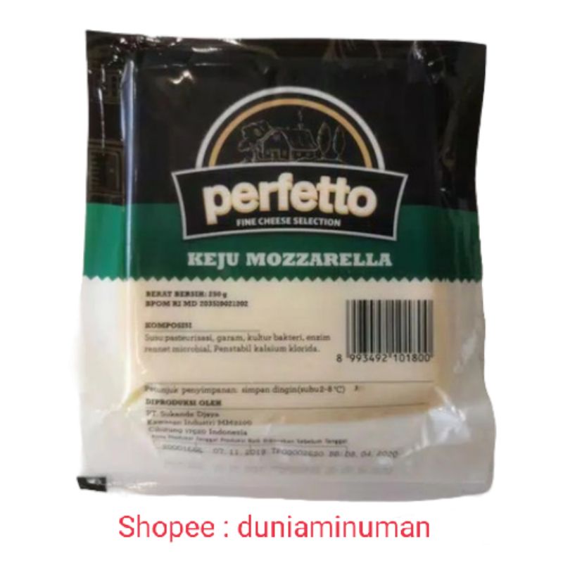 

Keju mozarella perfetto 250 gram original kemasan pabrik