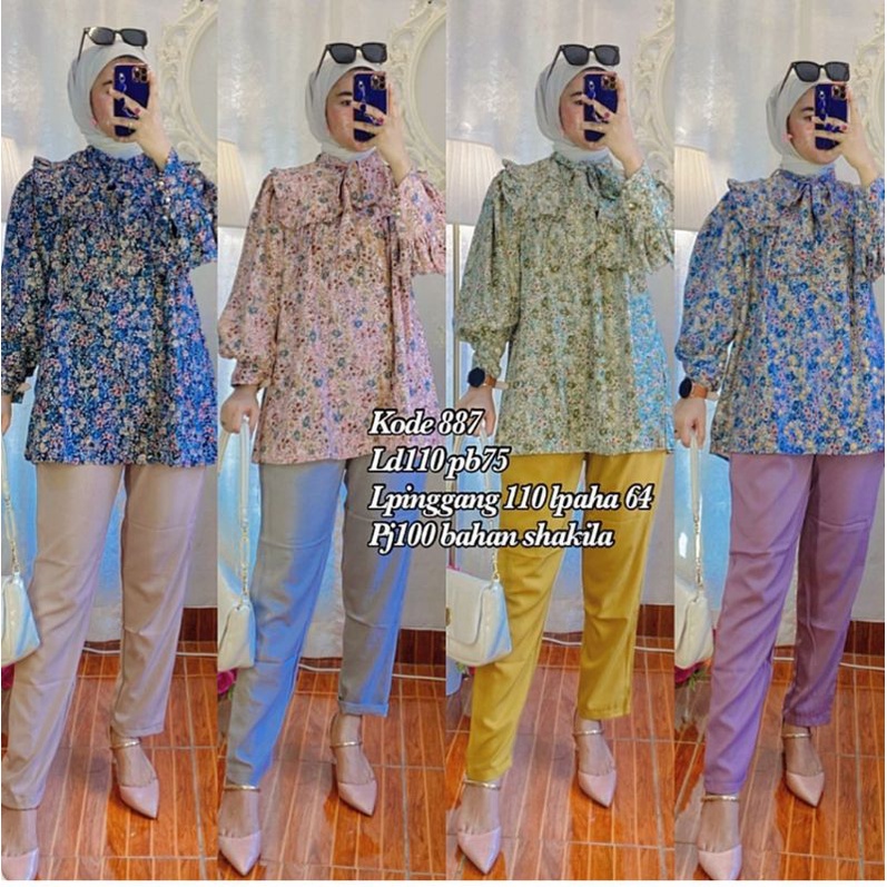 Setcel baju Shakila Premium/Setelan kemeja wanita/Setcel Shakila premium Alishagrosirhijab