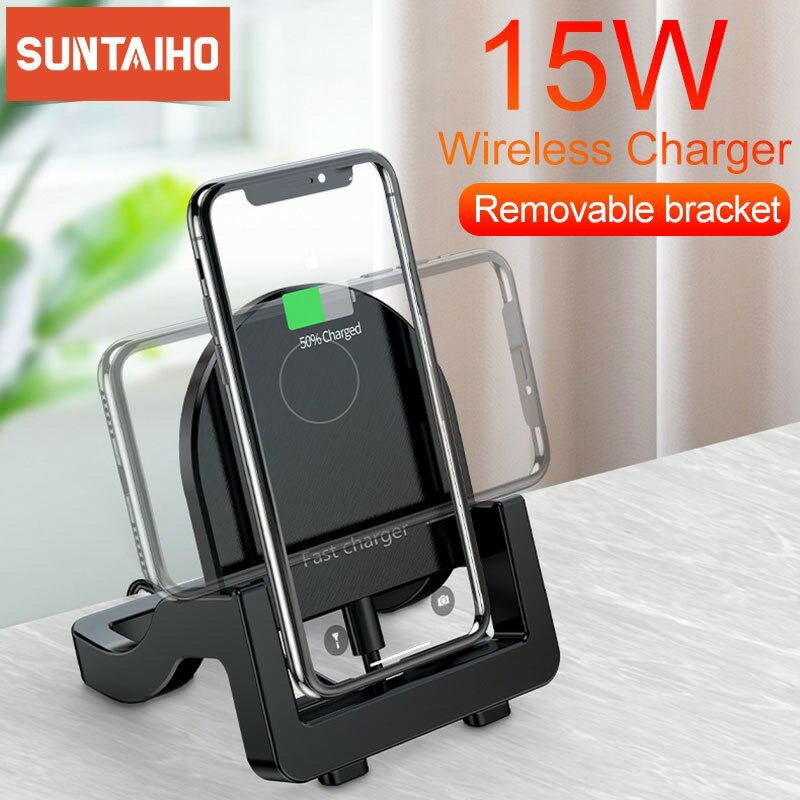 Suntaiho Fast Wireless Charger Dock Smartphone Iphone Android 15W-S30-Black