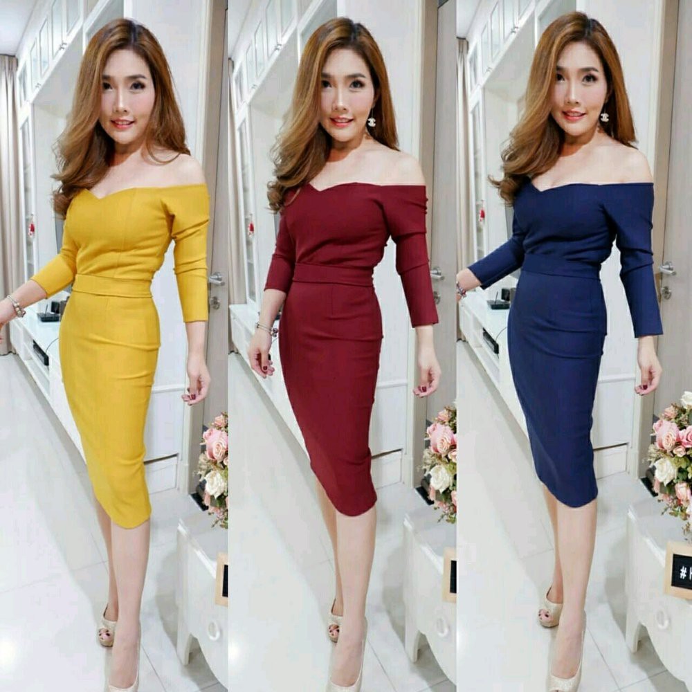 BAJU MINI DRESS WANITA SEXY MODIS MURAH SPAN KUNING MAROON NAVY MARSHA DENEICOLLECTION