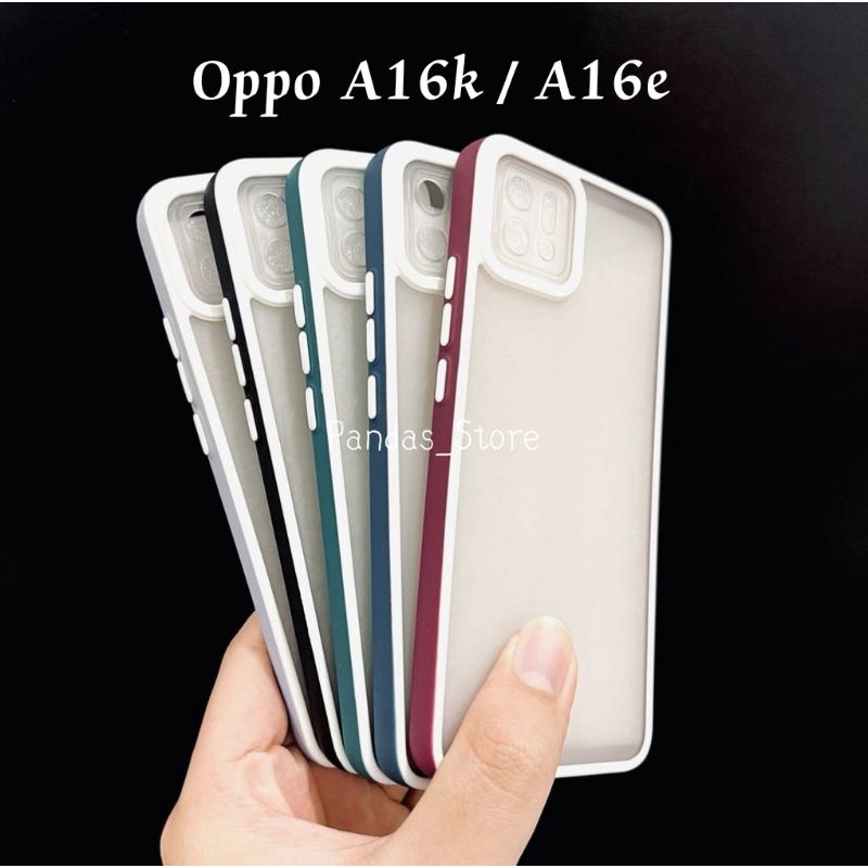 Pro Hybird Oppo A16k / A16e Softcase Halus dan Elegan / Pinggiran Garis Putih Keren (Pandas)