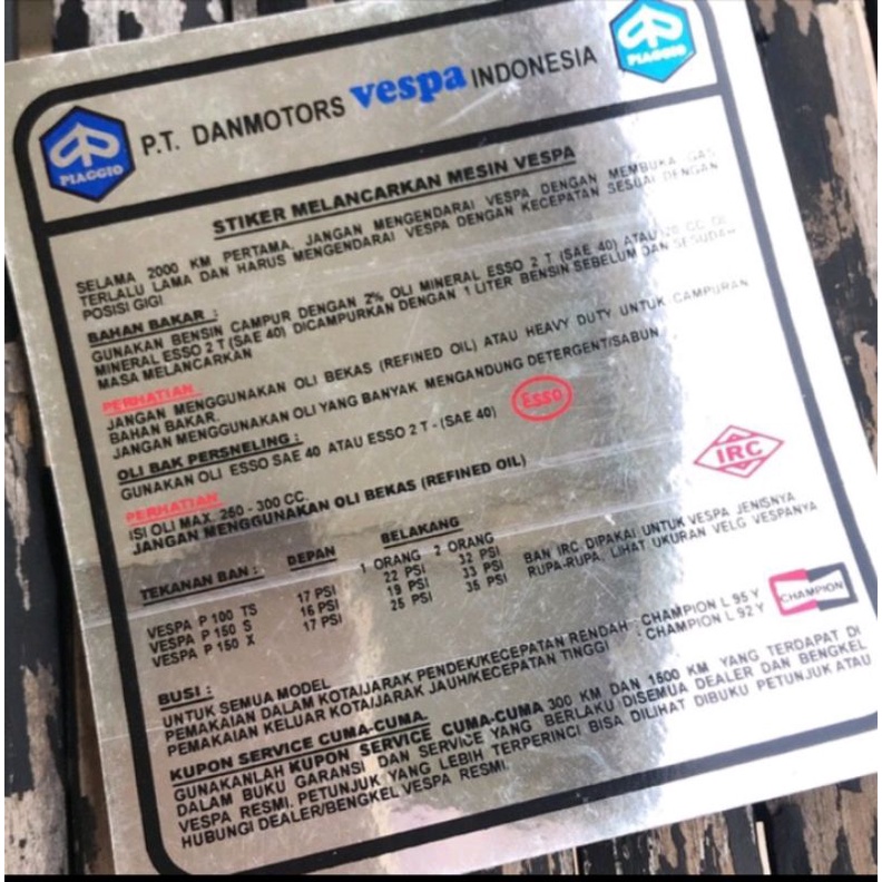 stiker running in vespa px PS pts