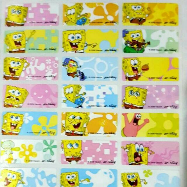 

Label nama anti air stiker waterproof Premium SpongeBob Ori