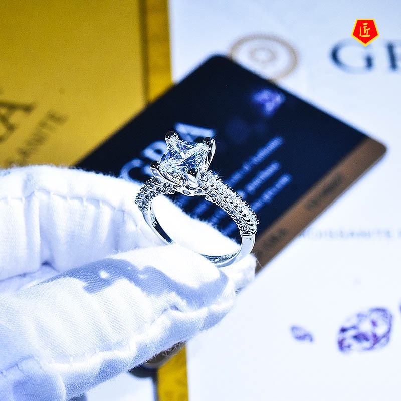 [Ready Stock]New Simple Moissanite Square Diamond Ring