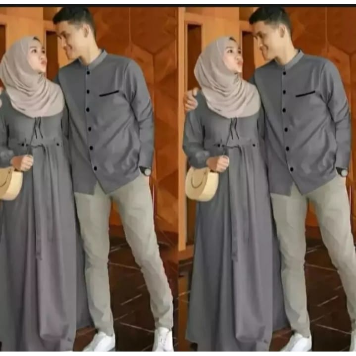 baju muslim pasangan - emon cauple - caple terbaru - cauple kombinasi - baju pasangan terbaru