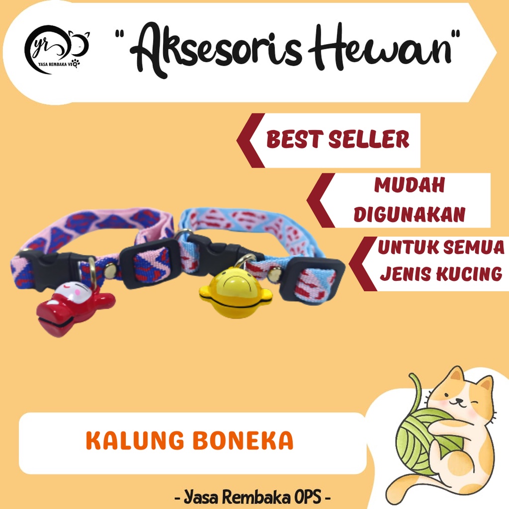 KALUNG KUCING BENTUK BONEKA & PITA