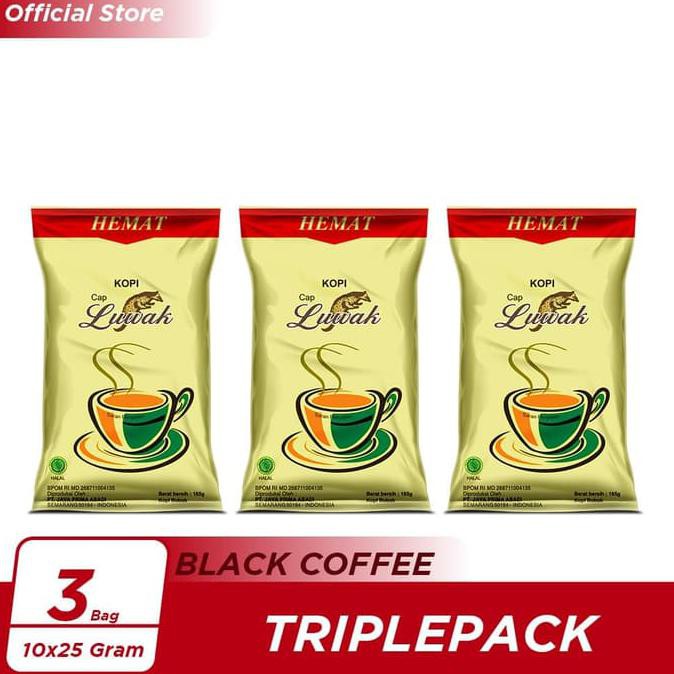 

Kopi Luwak Super Hemat Black Coffee Bag 165gr Triple Pack KOMPLIT