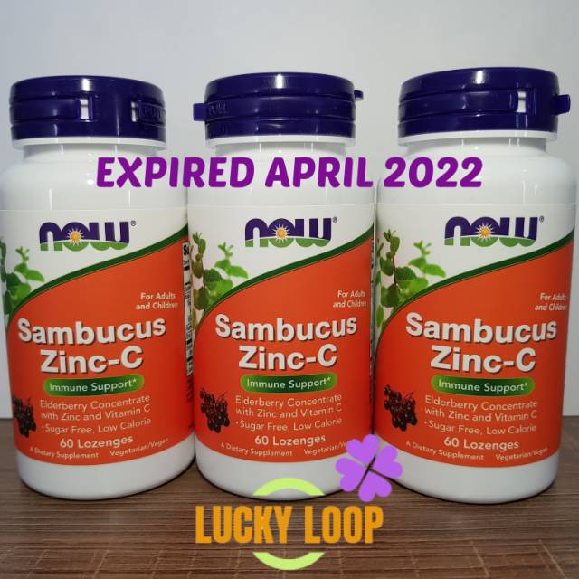 Now Foods Now Food Zambucus Zinc C with Vitamin C 60 Tablet Hisap Lozenges