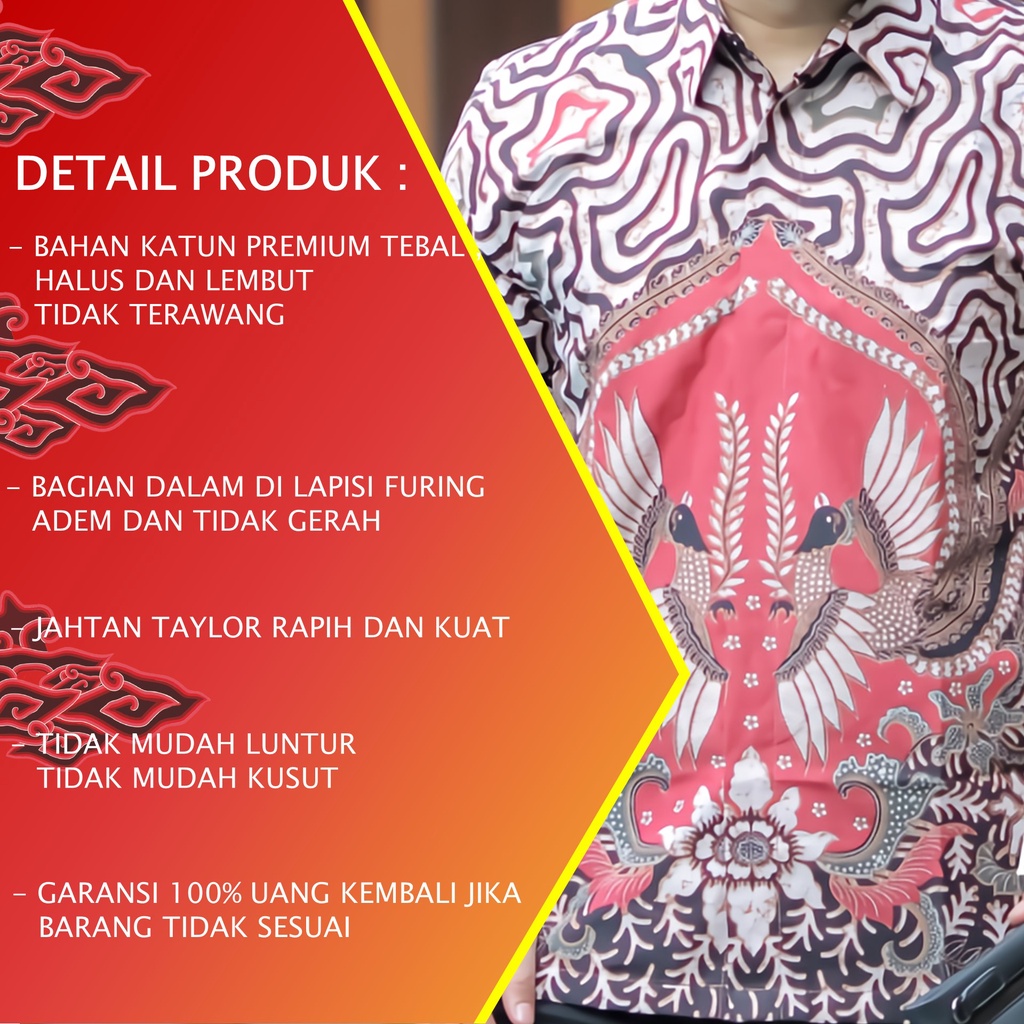 Baju Kemeja Batik Pria Cowok Lengan Panjang Regular Atasan Batik Premium Pria Cowo Prabuseno Kondangan Couple Pasangan Batik Pekalongan Anak Laki Laki Kekinian Original Modern Seragam Kantor Jumbo PCW 022