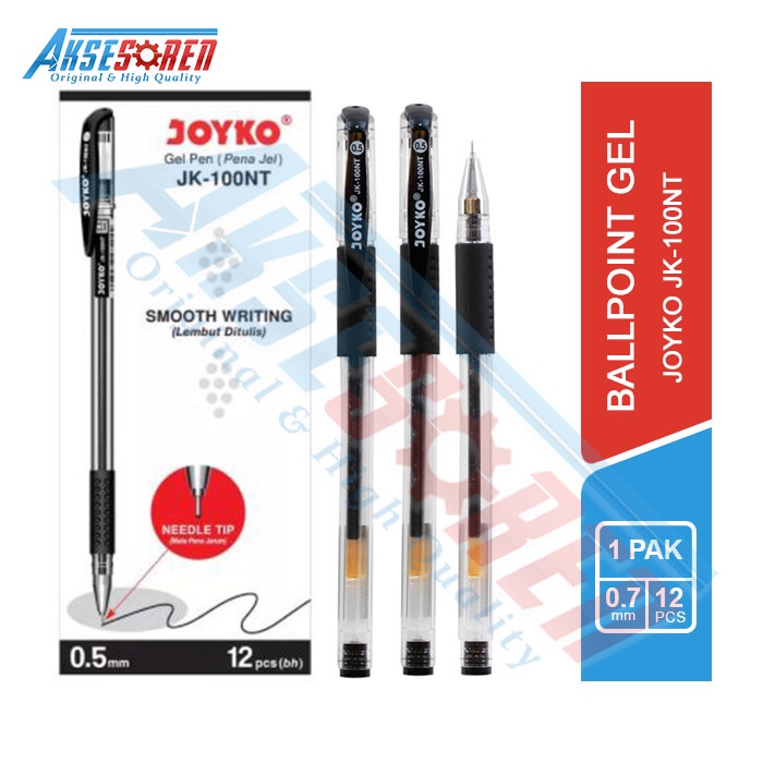 

Pulpen Jel Joyko [JK-100NT/12 pcs] / Ballpoint Gel 1 Pack / Pena 1 Lusin / Bolpen Tinta Warna Hitam 1 Pak