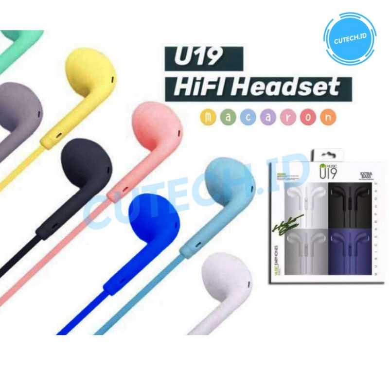 Headset Macaron U19 / handsfree macaron extra bass mate color [fs]